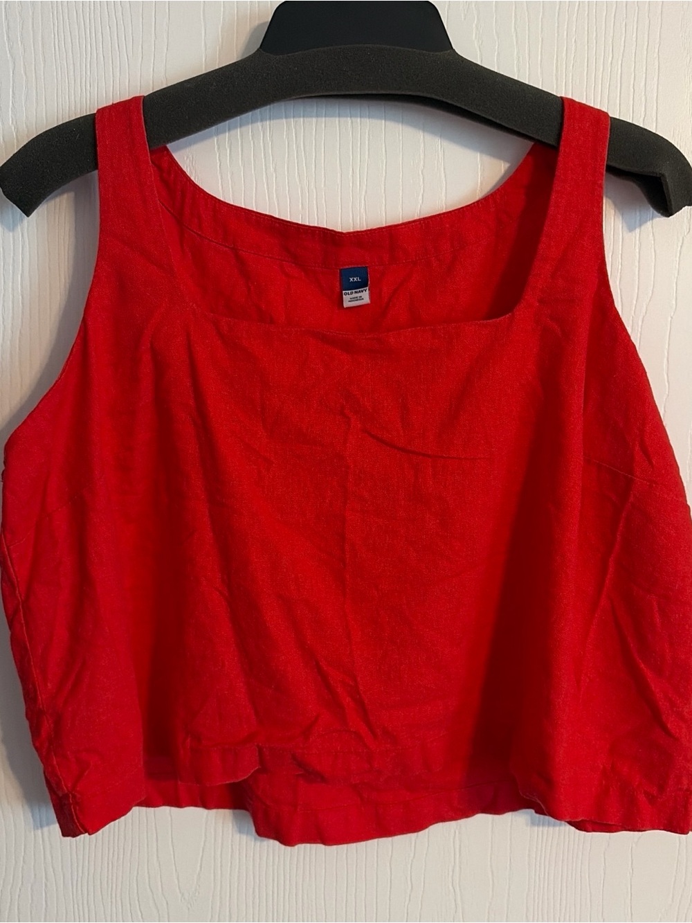 Old Navy Red Scoop Neck Linen-Blend Tank Top
